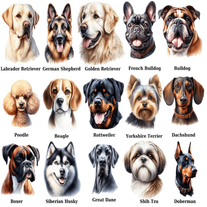 300+ Dog Breeds Clipart Bundle: Watercolor Puppy Illustrations (PNG)
