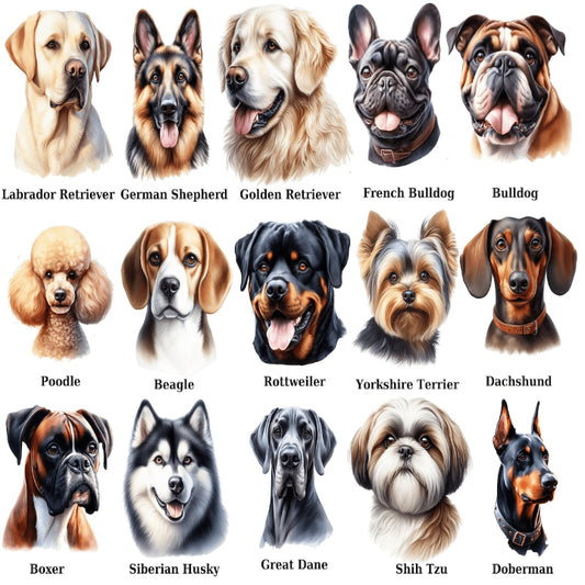 Watercolor Dog Breed Clipart Bundle