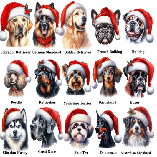 Watercolor Christmas Dog Breeds Clipart Bundle (PNG, SVG, JPG)