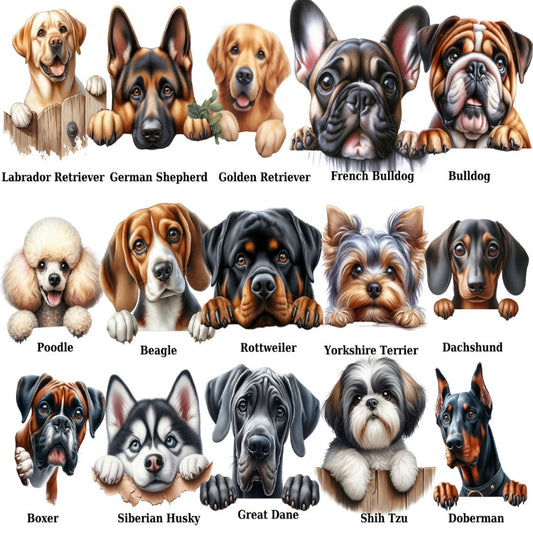 Peeking Dog Portrait Bundle: 40 Breeds PNG, SVG, JPG (Digital Download)